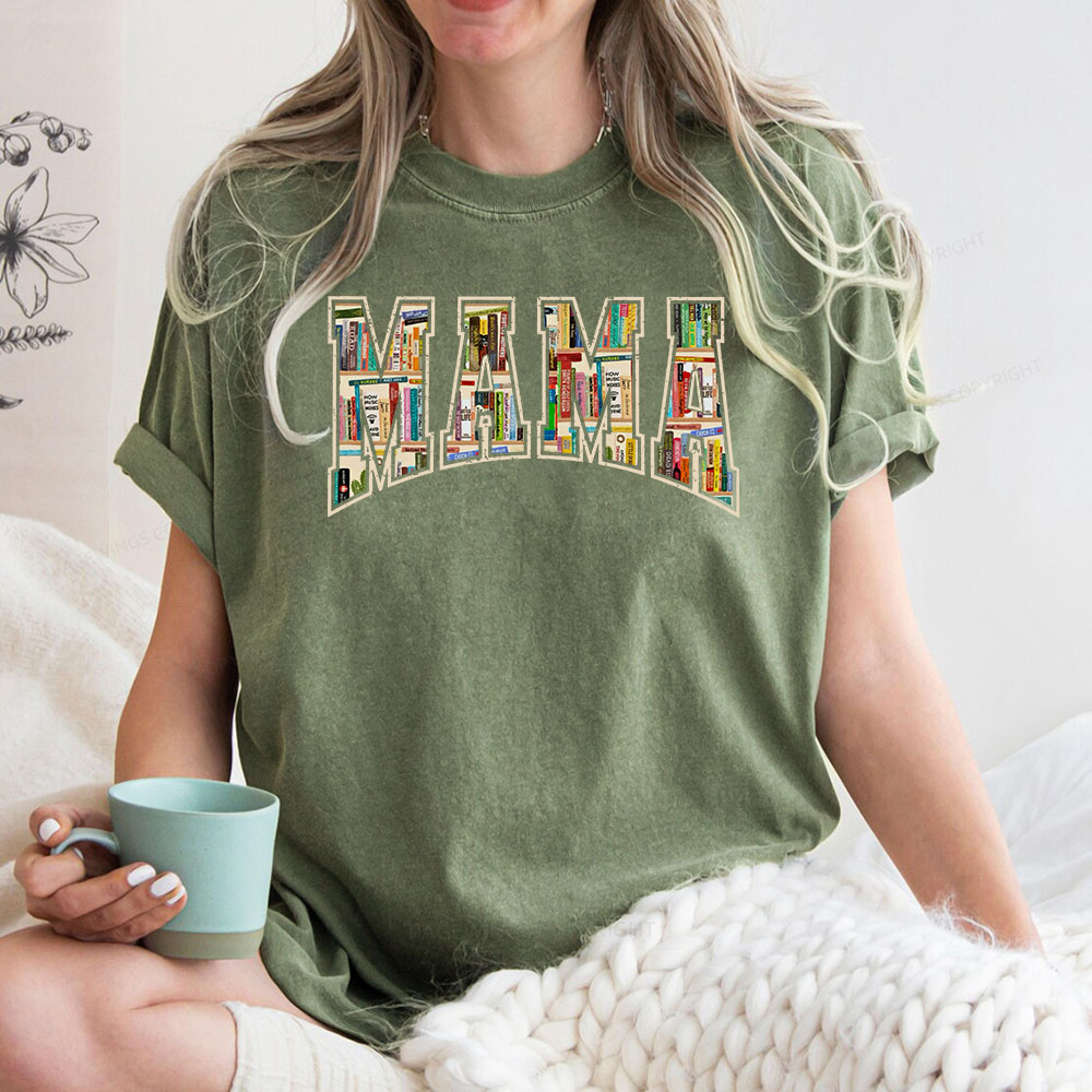 Pagewings About MAMA's Bookshelf Unisex Washed T-shirt