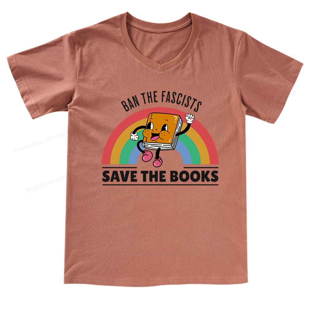 Pagewings Ban The Fascists Save The Books Shirt V-neck T-shirt