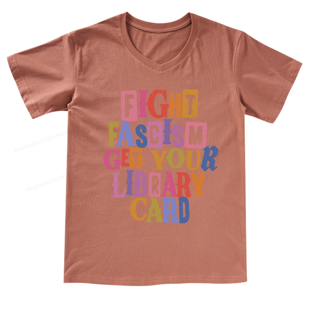 Pagewings Get Your Library Card V-neck T-shirt