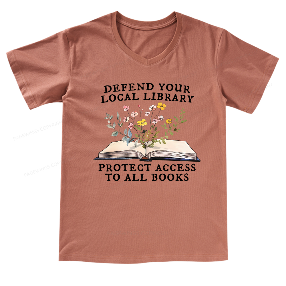 Pagewings Books Save Lives Protect Libraries V-neck T-shirt 