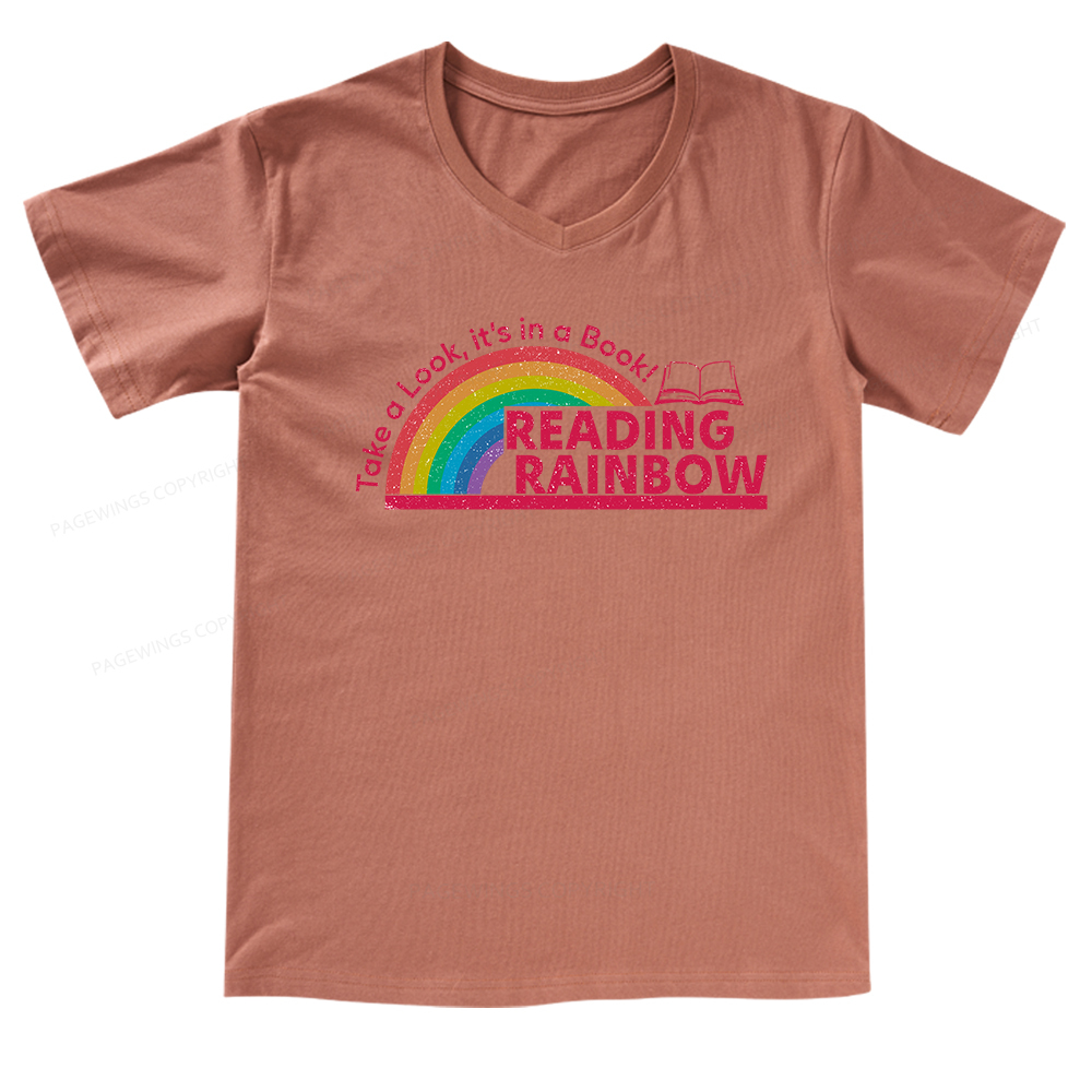 Pagewings Reading Rainbow V-neck T-shirt