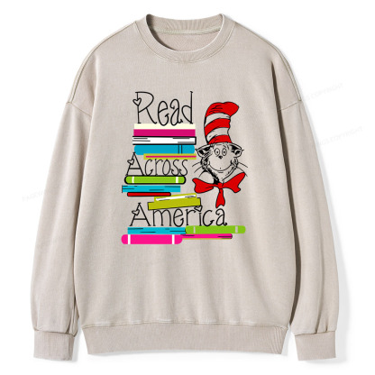 Pagewings Read Across America DTF Transfer, Reading Friends Dr. Seuss Unisex Washed Sweatshirt