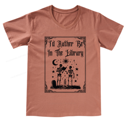 Pagewings I'd Rather Be In The Library V-neck T-shirt