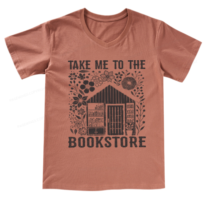 Pagewings Take Me To The Bookstore V-neck T-shirt