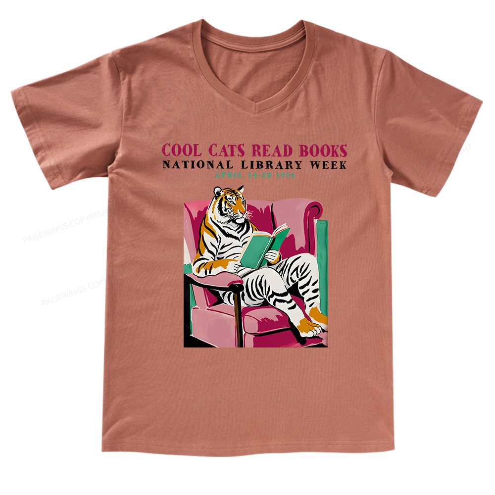 Pagewings Library Week Poster 1996 V-neck T-shirt