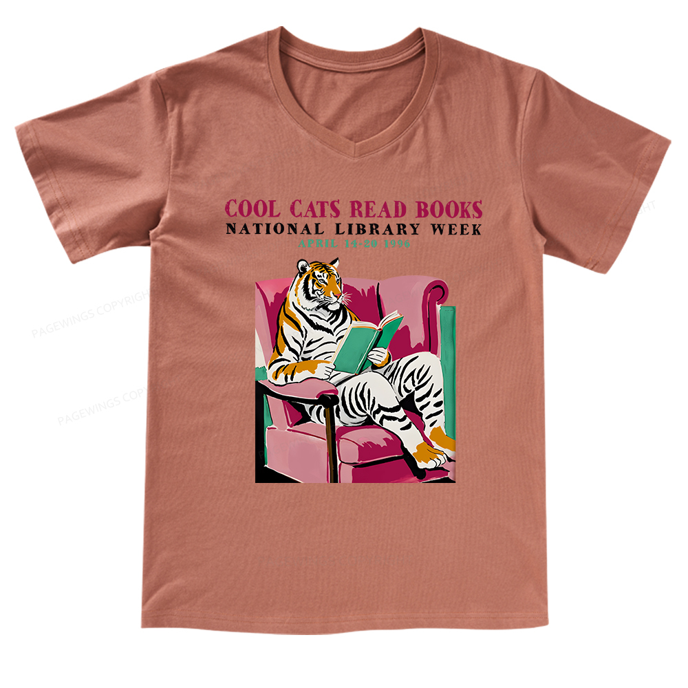 Pagewings Library Week Poster 1996 V-neck T-shirt