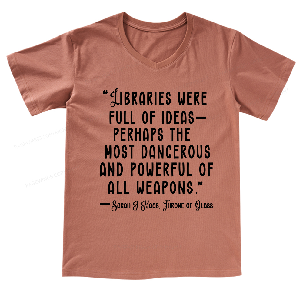 Pagewings Libraries Were Full Of Ideas V-neck T-shirt