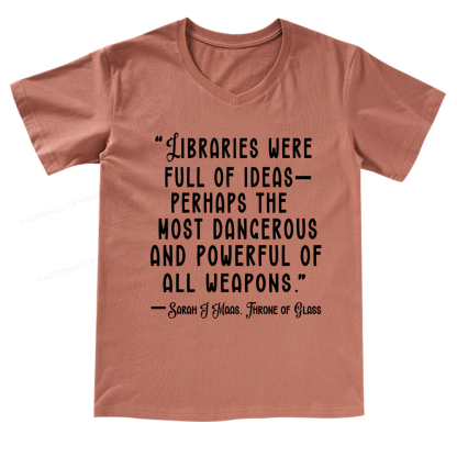Pagewings Libraries Were Full Of Ideas V-neck T-shirt