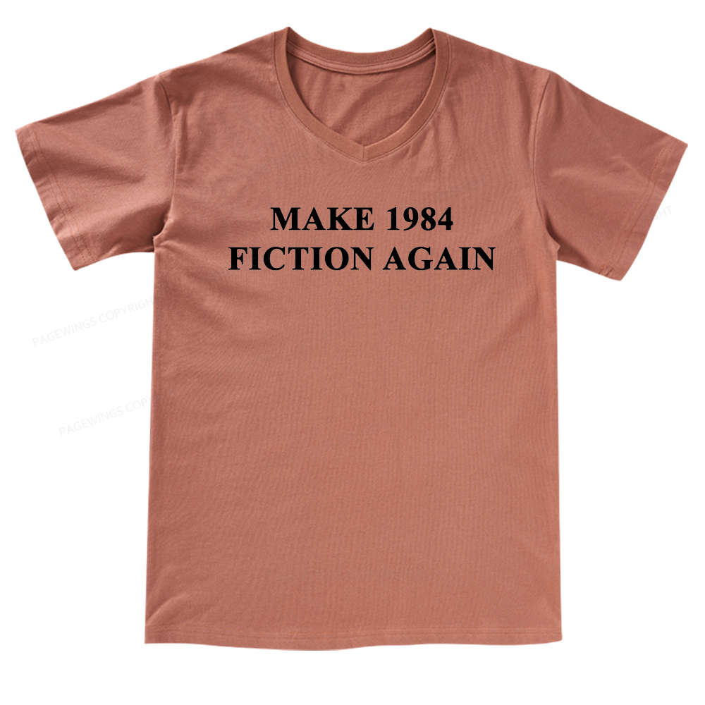 Pagewings Make 1984  Fiction Again V-neck T-shirt