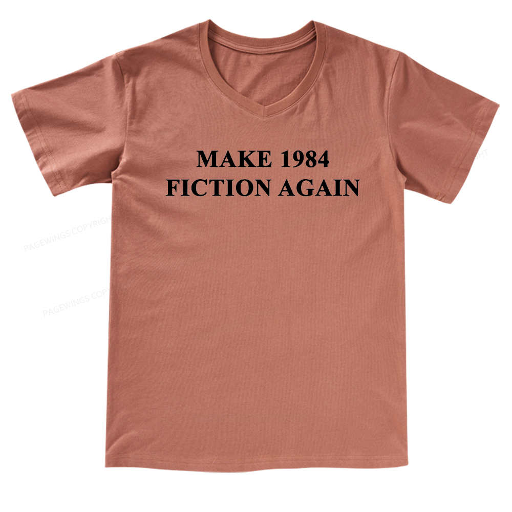 Pagewings Make 1984  Fiction Again V-neck T-shirt
