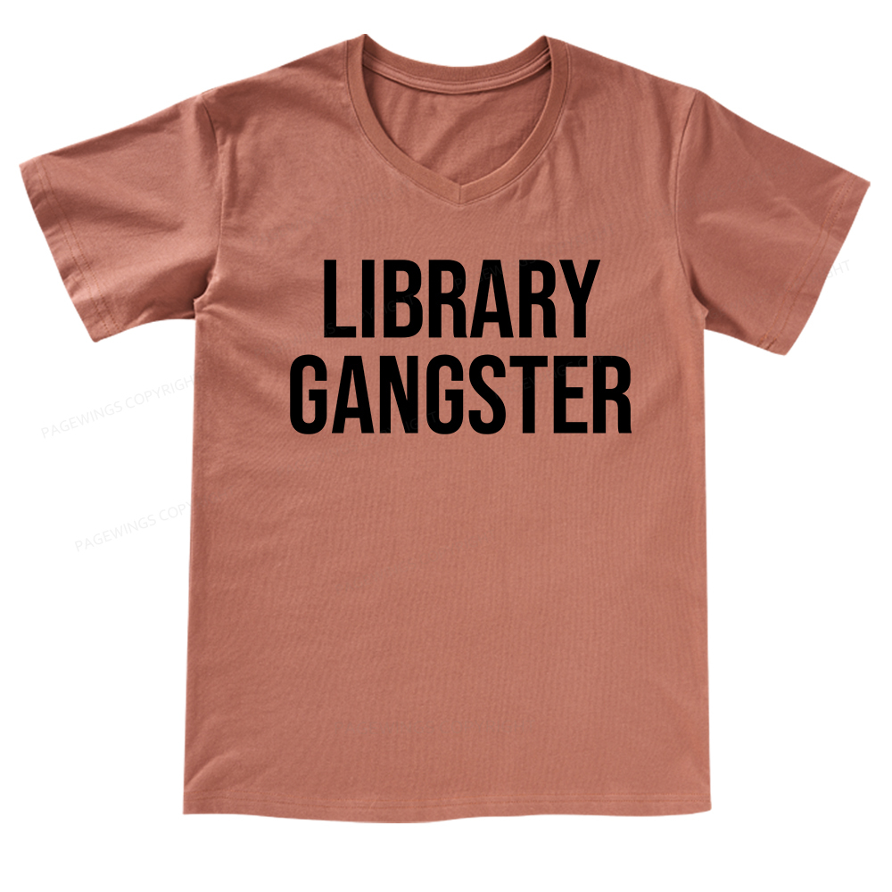 Pagewings Library Gangster V-neck T-shirt