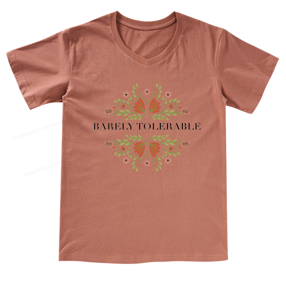 Pagewings Barely Tolerable V-neck T-shirt