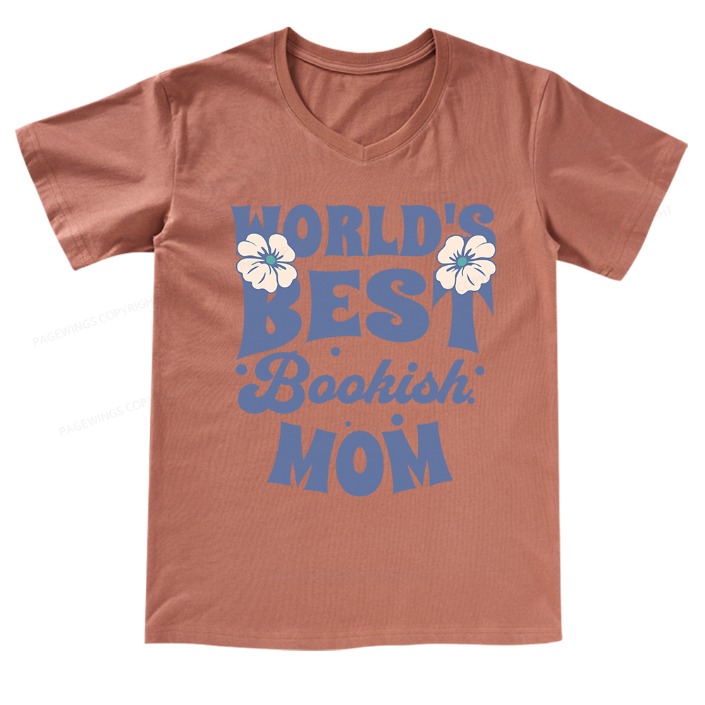 Pagewings World's Brsy Bookish Mom V-neck T-shirt