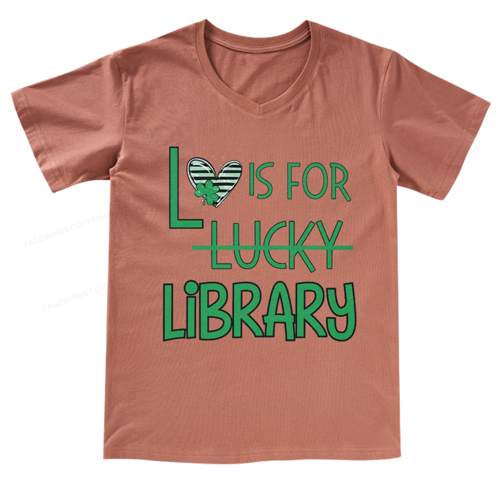 Pagewings St Patricks Day Librarian Tshirt Shirt V-neck T-shirt