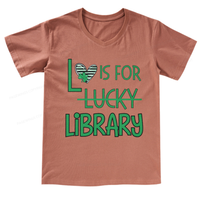 Pagewings St Patricks Day Librarian Tshirt Shirt V-neck T-shirt