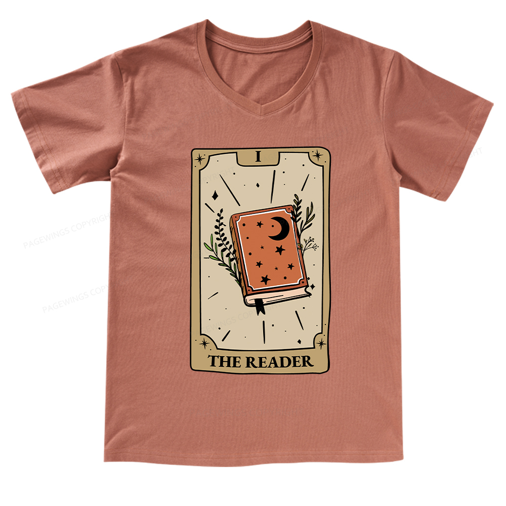 Pagewings The Reader Tarot Card V-neck T-shirt