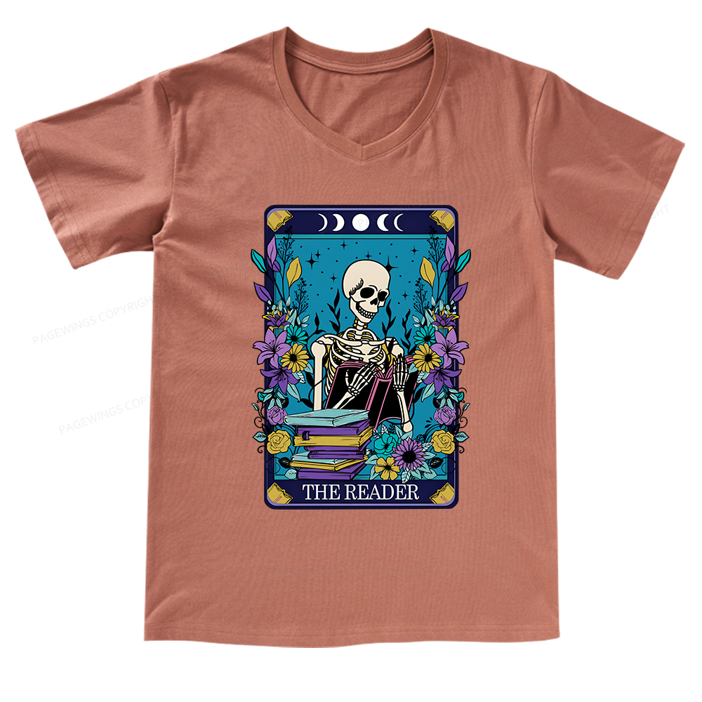 Pagewings The Reader Tarot Card Shirt V-neck T-shirt
