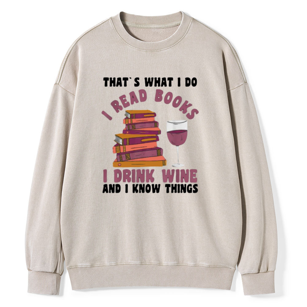 Pagewings Book Fun Wines Book Reading T-Shirts Unisex Washed Sweatshirt