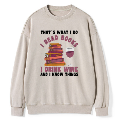 Pagewings Book Fun Wines Book Reading T-Shirts Unisex Washed Sweatshirt