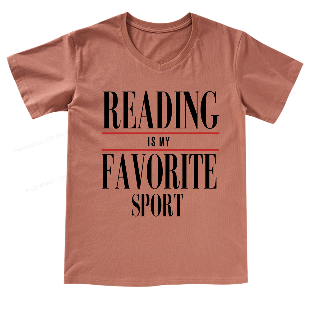 Pagewings Reading Is My Favorite Sport V-neck T-shirt