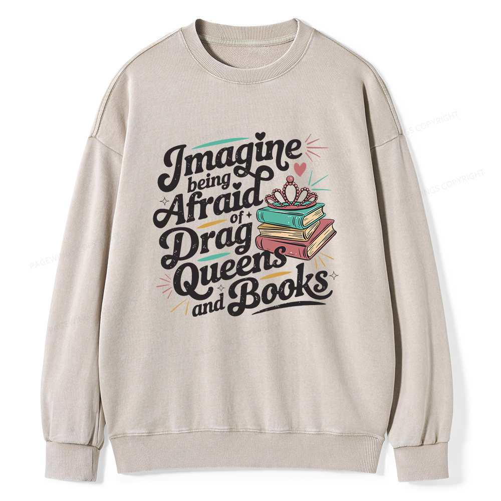 Pagewings Book Lover Gift For Bookworm Unisex Washed Sweatshirt