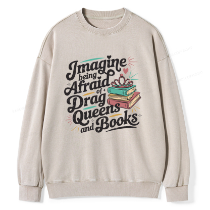 Pagewings Book Lover Gift For Bookworm Unisex Washed Sweatshirt
