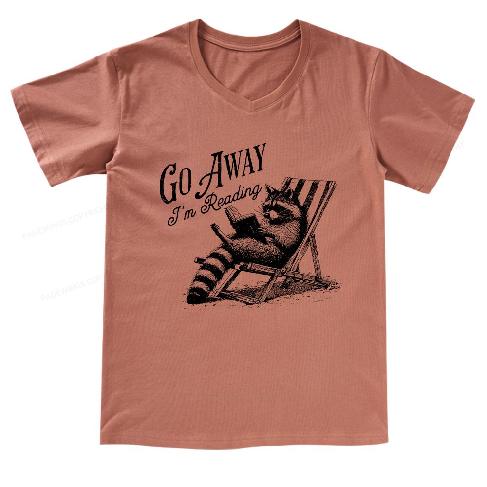 Pagewings Funny Raccoon Book Lover V-neck T-shirt
