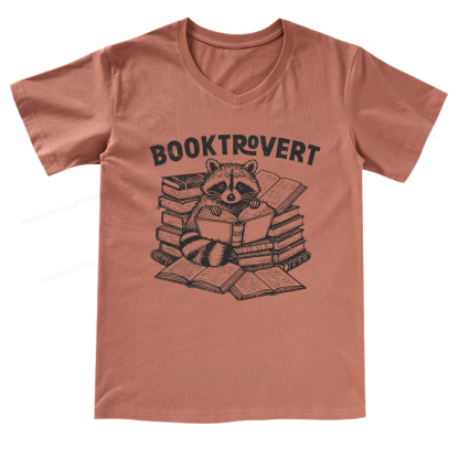 Pagewings A Raccoon Reading Seriously V-neck T-shirt