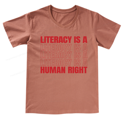 Pagewings Literacy Is A Human Right V-neck T-shirt