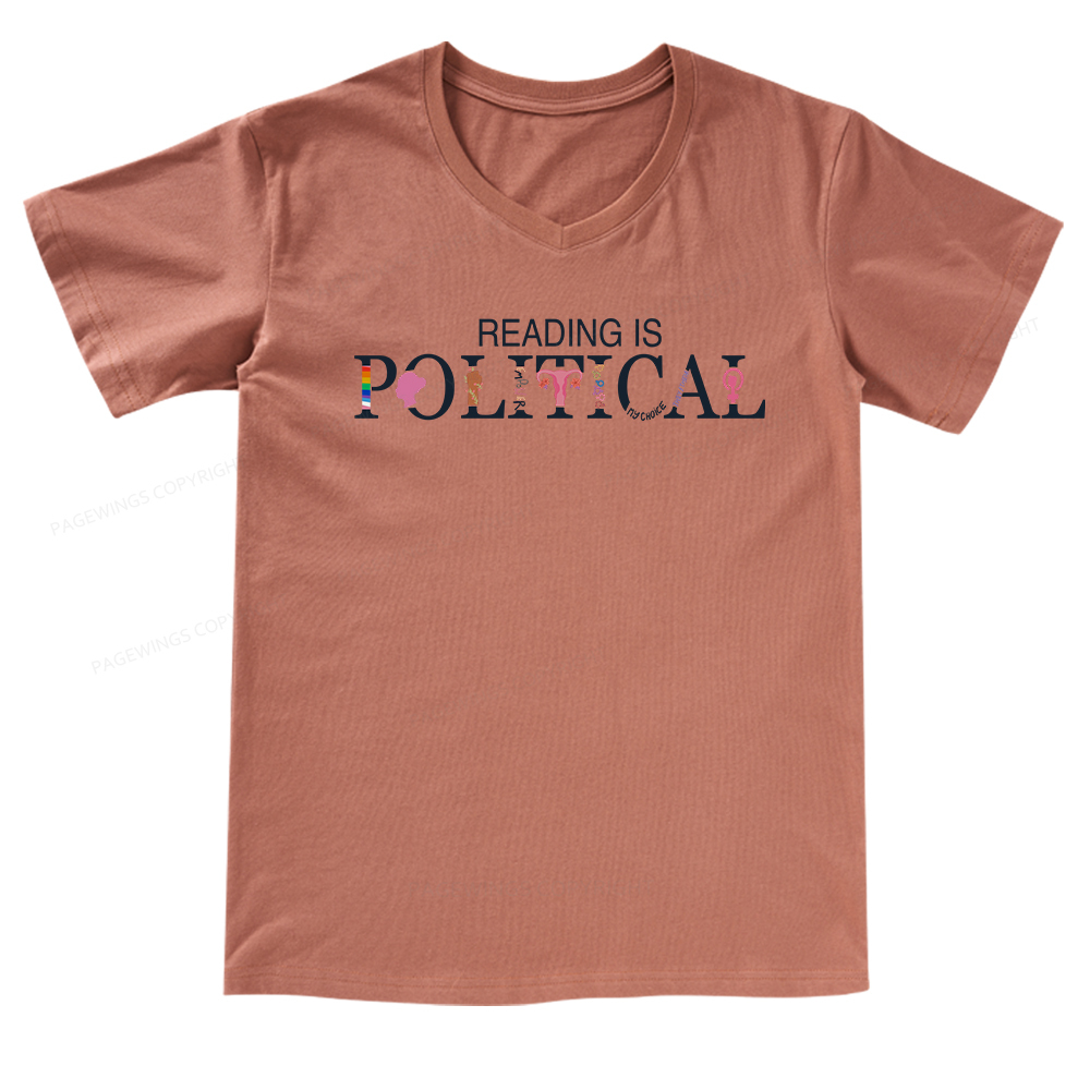 Pagewings Reading is Political Comfort Colors Fantasys V-neck T-shirt