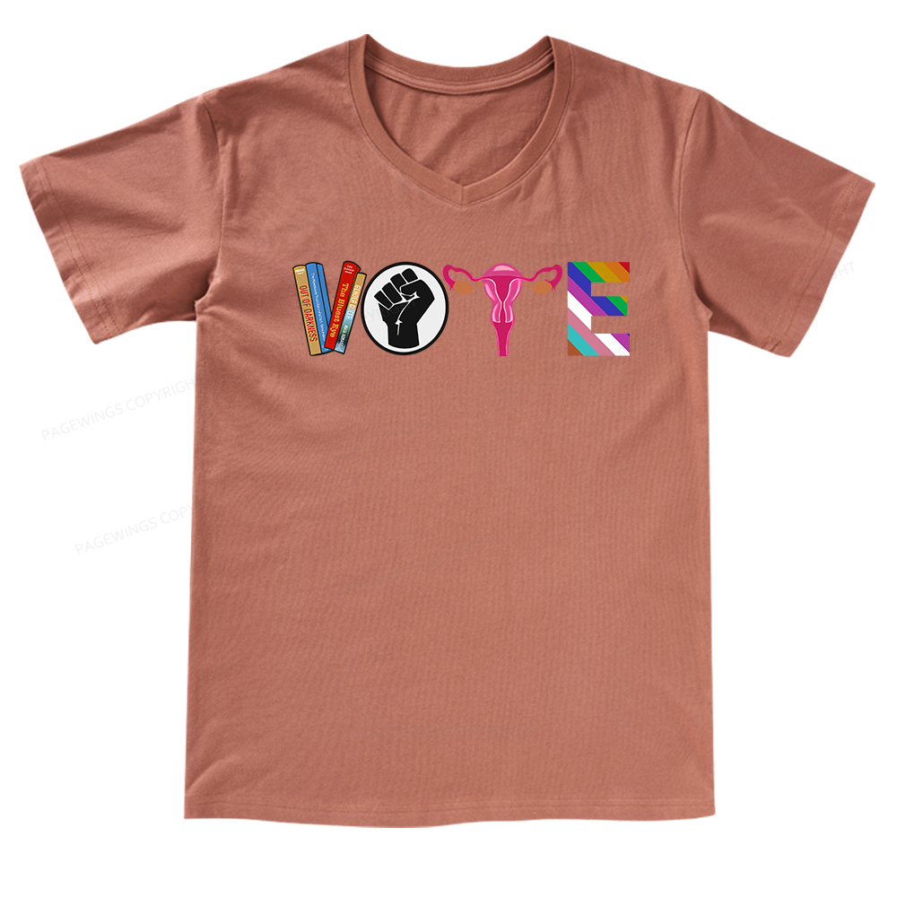 Pagewings VOTE Banned Books Tee V-neck T-shirt