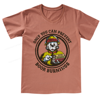 Pagewings Prevent Book Burnings  V-neck T-shirt