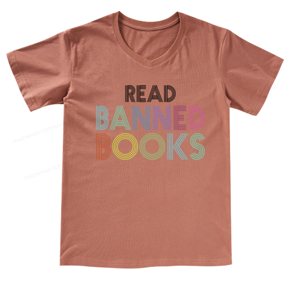 Pagewings Read Banned Books Shirt V-neck T-shirt