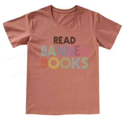 Pagewings Read Banned Books Shirt  V-neck T-shirt