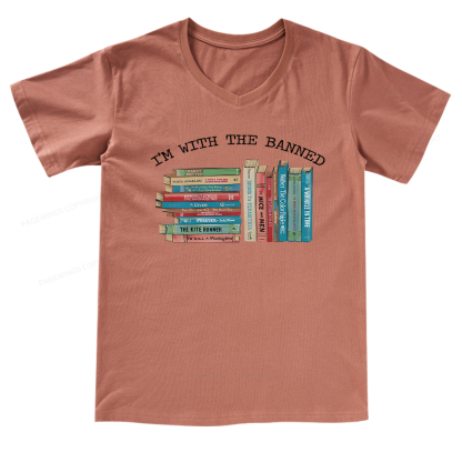 Pagewings I'm With The Banned Books V-neck T-shirt