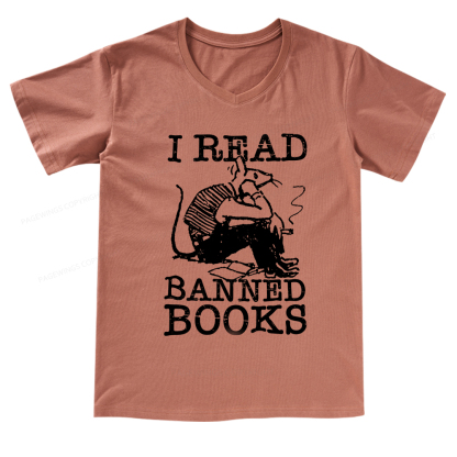 Pagewings I Read Banned Books T Shirt V-neck T-shirt