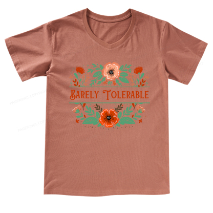 Pagewings Barely Tolerable Book Lover Bookish V-neck T-shirt
