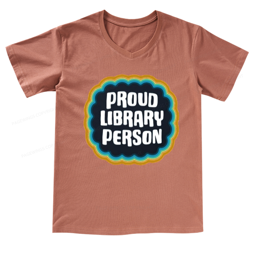 Pagewings Proud Library Person V-neck T-shirt