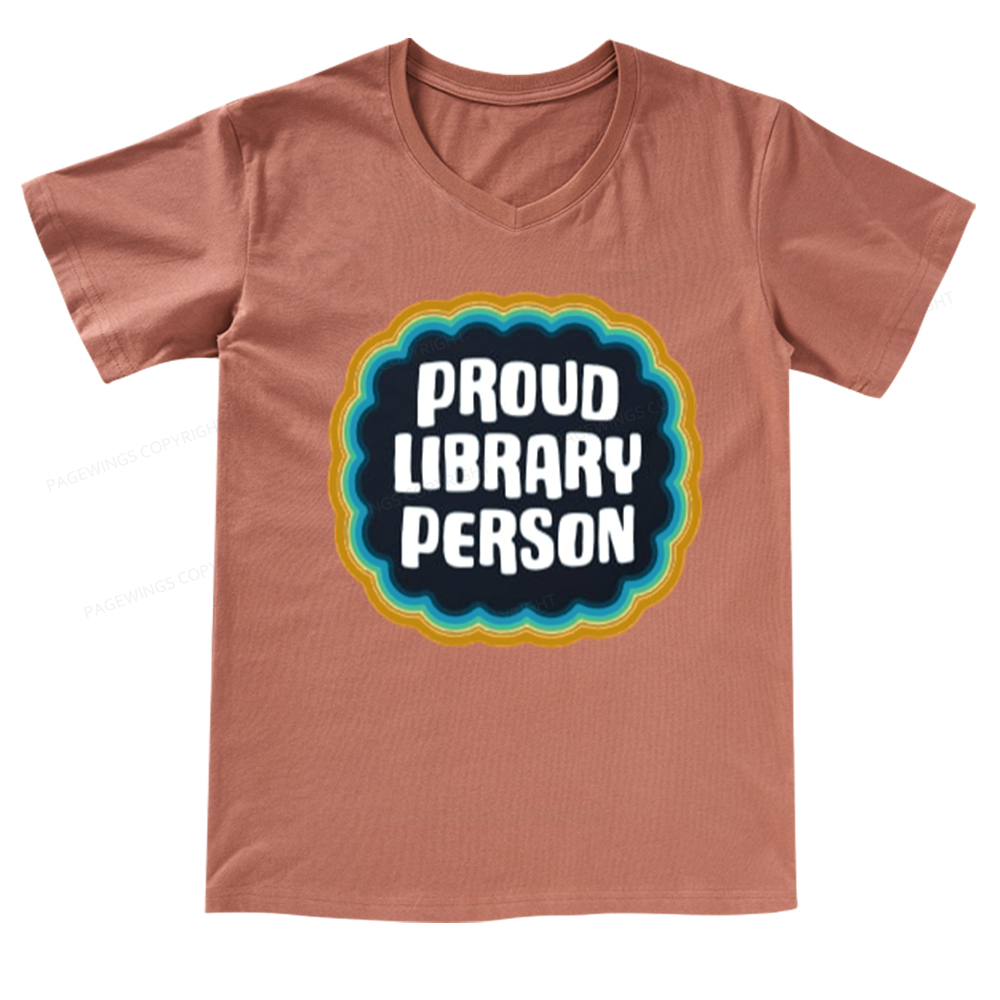Pagewings Proud Library Person V-neck T-shirt