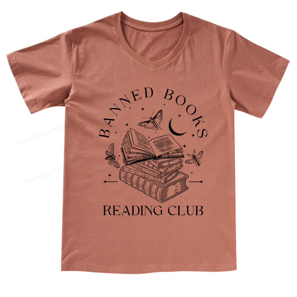 Pagewings Banned Book Reading V-neck T-shirt