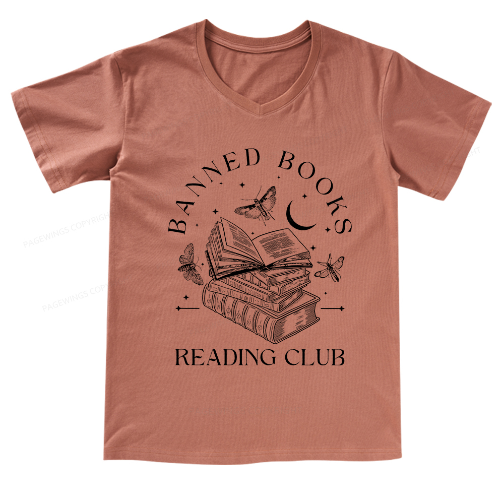 Pagewings Banned Book Reading V-neck T-shirt