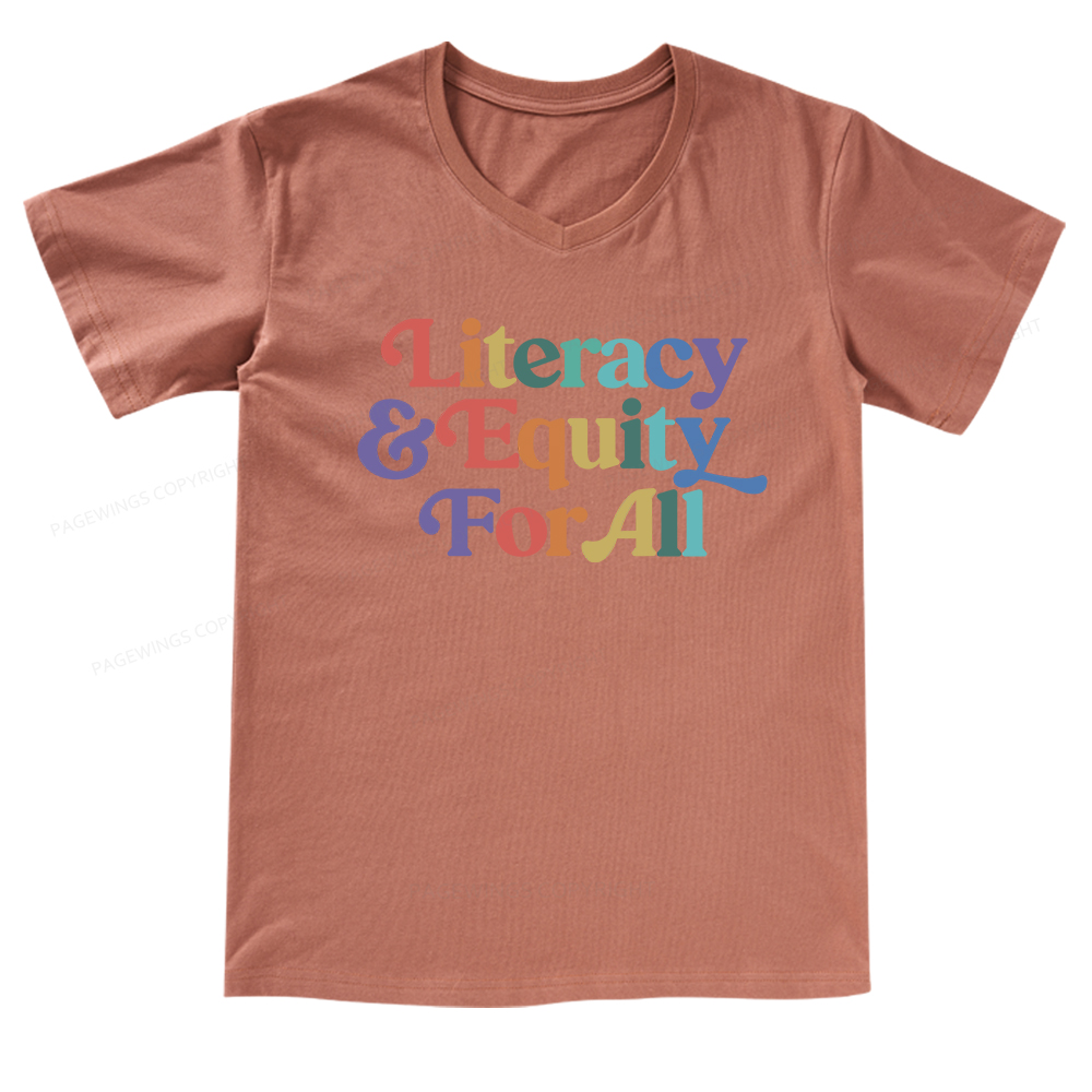 Pagewings Literacy & Equity For All V-neck T-shirt