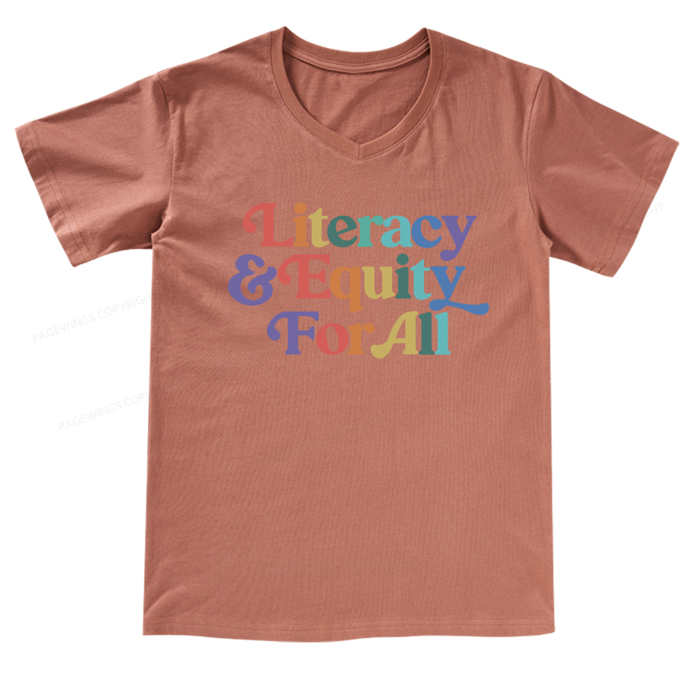 Pagewings Literacy & Equity For All V-neck T-shirt