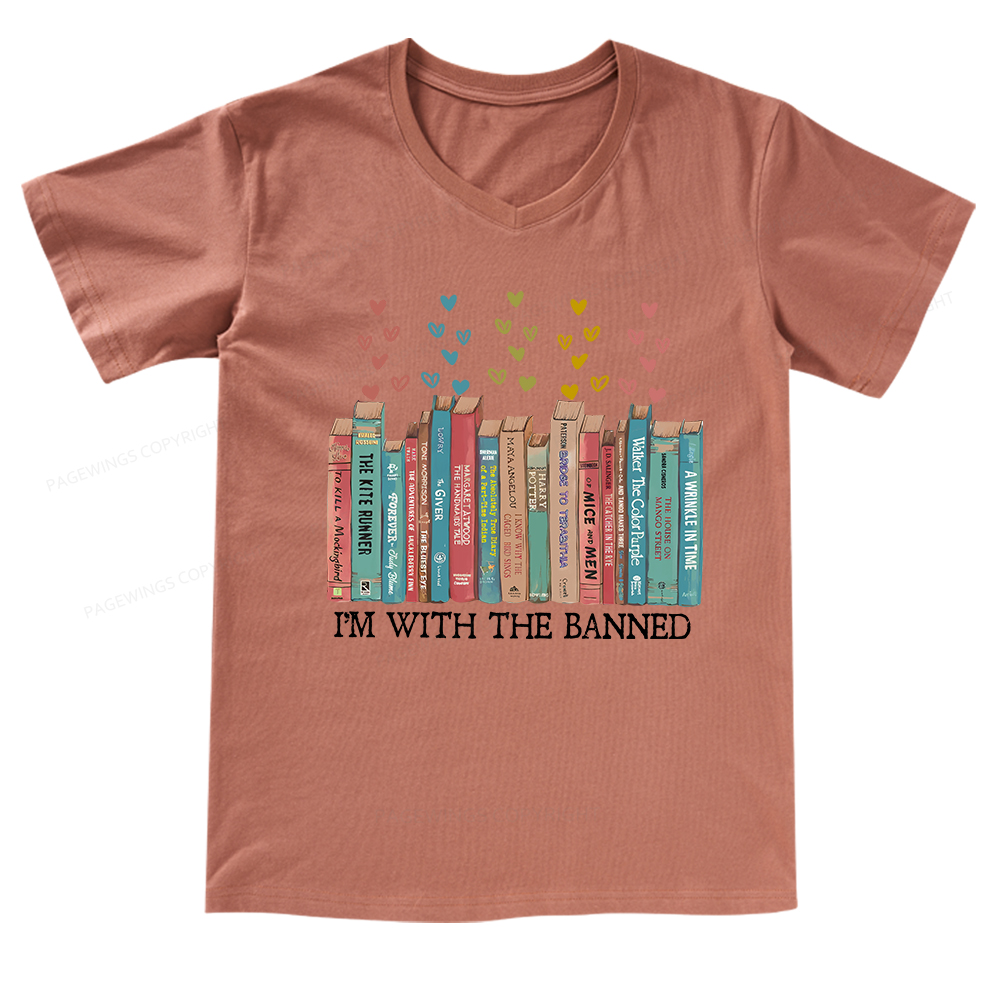 Pagewings I'm With The Banned  V-neck T-shirt