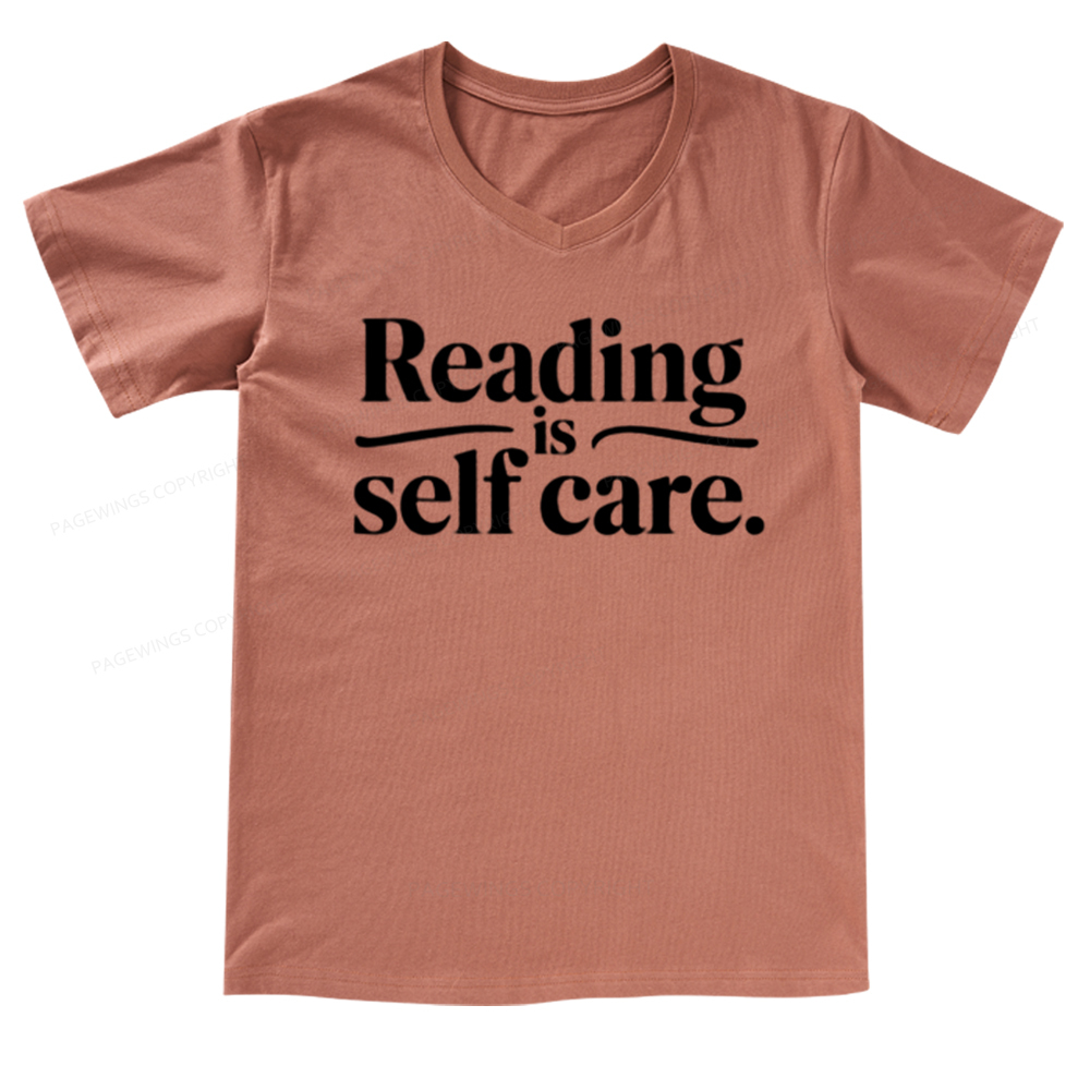 Pagewings Reading Self Care V-neck T-shirt