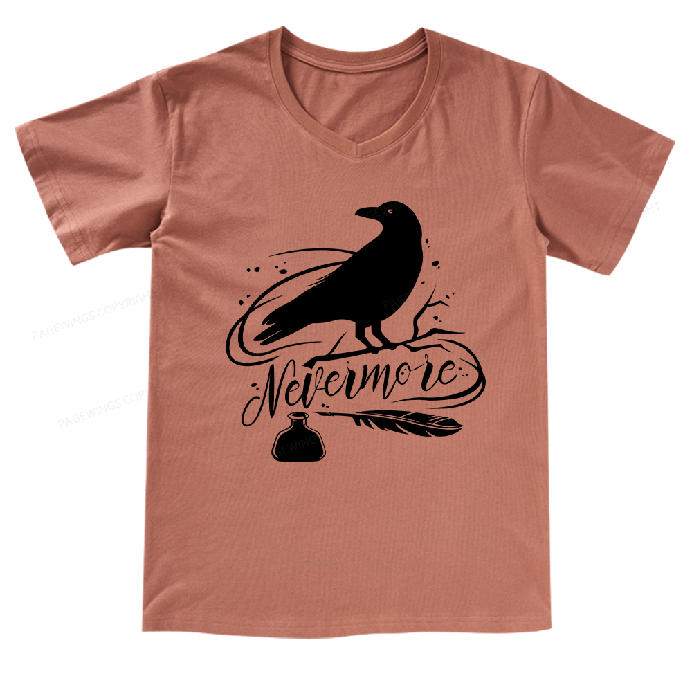 Pagewings Edgar Allen Poe tee V-neck T-shirt