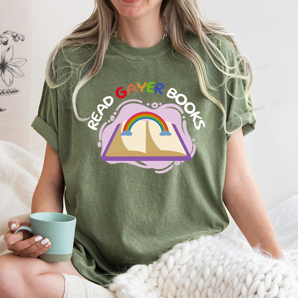 Pagewings Read Gayer Books Unisex Washed T-shirt