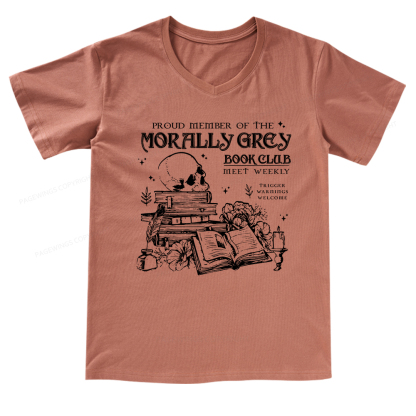 Pagewings Morally Grey Book Club V-neck T-shirt