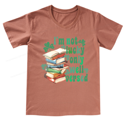 Pagewings St Patty Day Trendy Retro Book Shamrock V-neck T-shirt