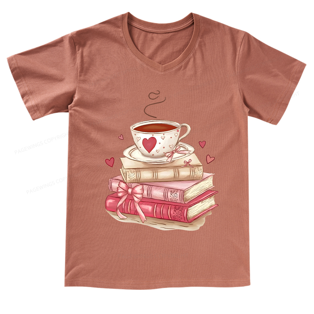 Pagewings Book Lover Valentine Sweatshirt V-neck T-shirt